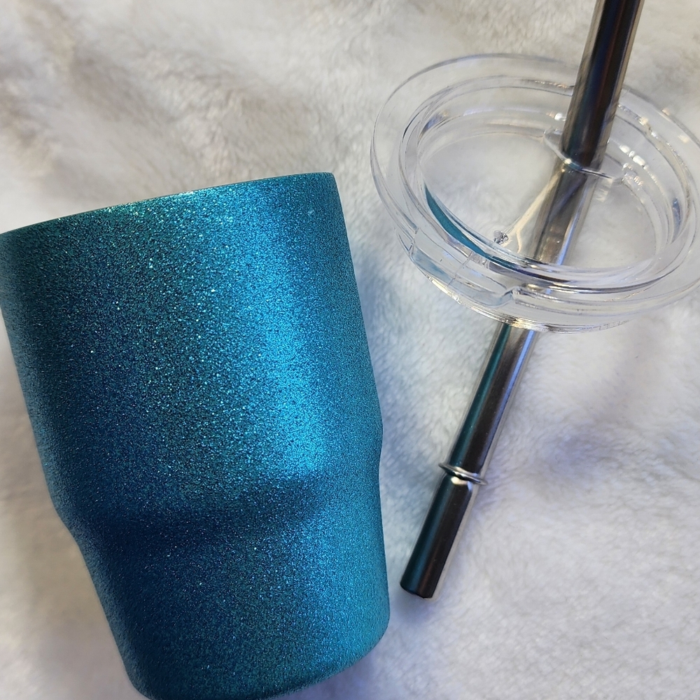 Mini Stainless Steel Insulated Tumble Teal Glittery NEW - Picture 4 of 9
